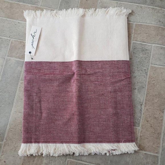 Pehr Table Runner 14 x 90 Chambray 100% Cotton Wine Natural Fringed NEW - Picture 6 of 6